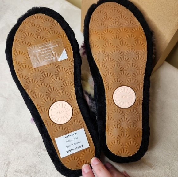 UGG Oh Yeah Tie Dye Magnolia Purple Black White Sling Back Furry Slipper… - Picture 3 of 14